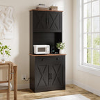 IDEALHOUSE 71" Pantry Cabinet with Charging Station, Tall Kitchen Pantry Storage Cabinet with Microwave Stand, Large Farmhouse Kitchen Hutch with Cabinet Doors & Drawer for Living Room, Dining Room