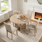 47” Round Dining Table for 4-6, U-Shaped Legs, Wood Modern Kitchen Table for Dining Room, Apartment, Living Room Furniture, Natural