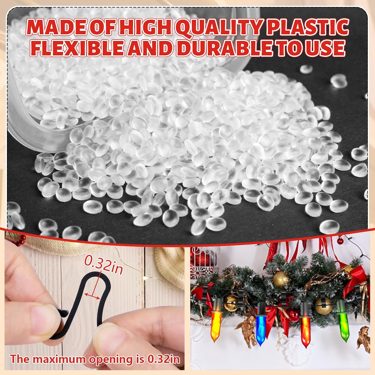 SelfTek 120 PCS Christmas Light Clips Outdoor, Gutter Clips for Hanging Outdoor Lights, Gutter Hooks Hanging String Lamp Holder Mount to Shingles for Roofline, House, Xmas Tree Decor (Black)