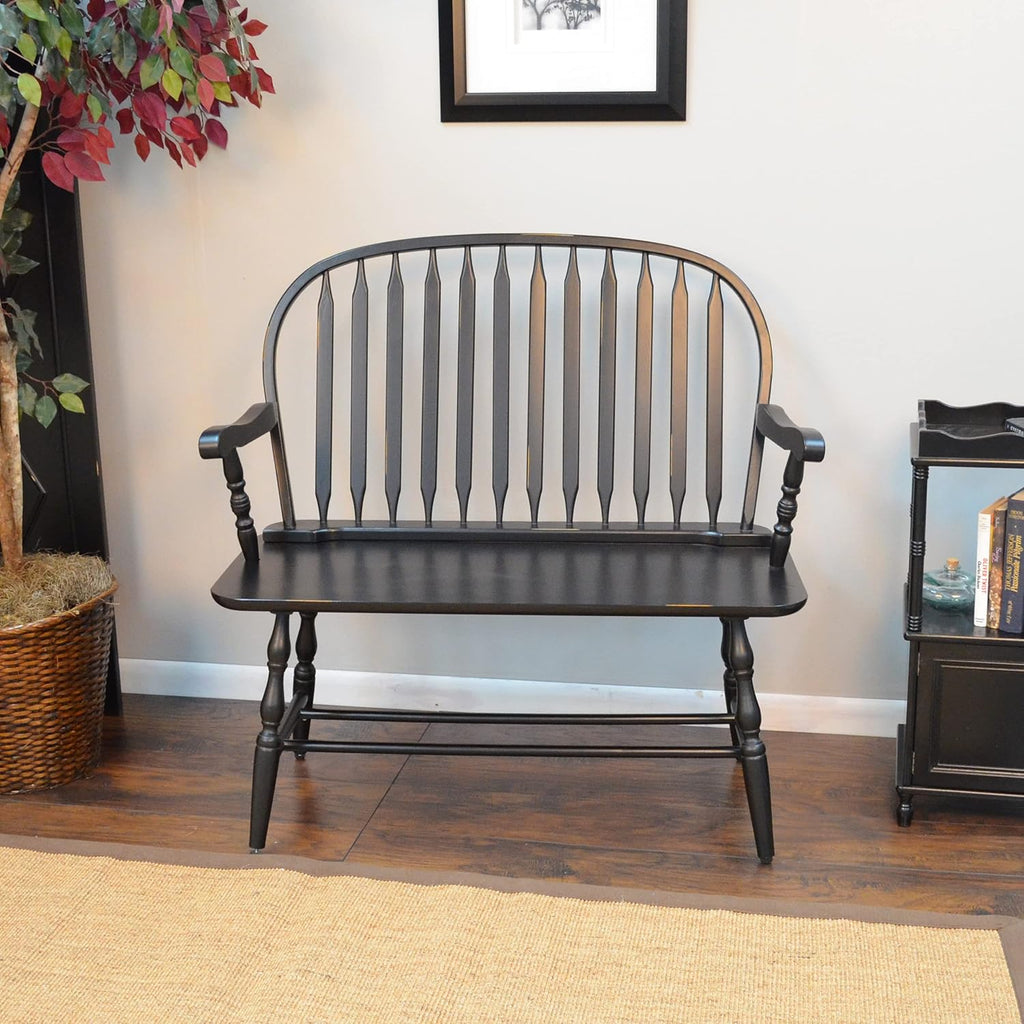 Carolina Living Windsor 44" Entryway Bench for Foyer, Entryway or Hallway, Antique Black
