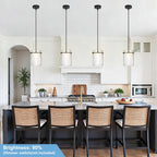 Biewalk Black Pendant Lights Kitchen Island with 10.2" Clear Glass Shade, Adjustable Modern Pendant Lighting Over Sink with LED, Minimalist Hanging Light Fixture for Dining Room Kitchen Bedroom