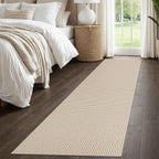 IOHOUZE Washable Runner Rug 2x8 Non Slip Rubber Backed Hallway Runner Entryway Runner Indoor, Kitchen Rugs Woven Cotton Floor Carpet for Kitchen Hall Entrance Bedroom, Cream/Beige