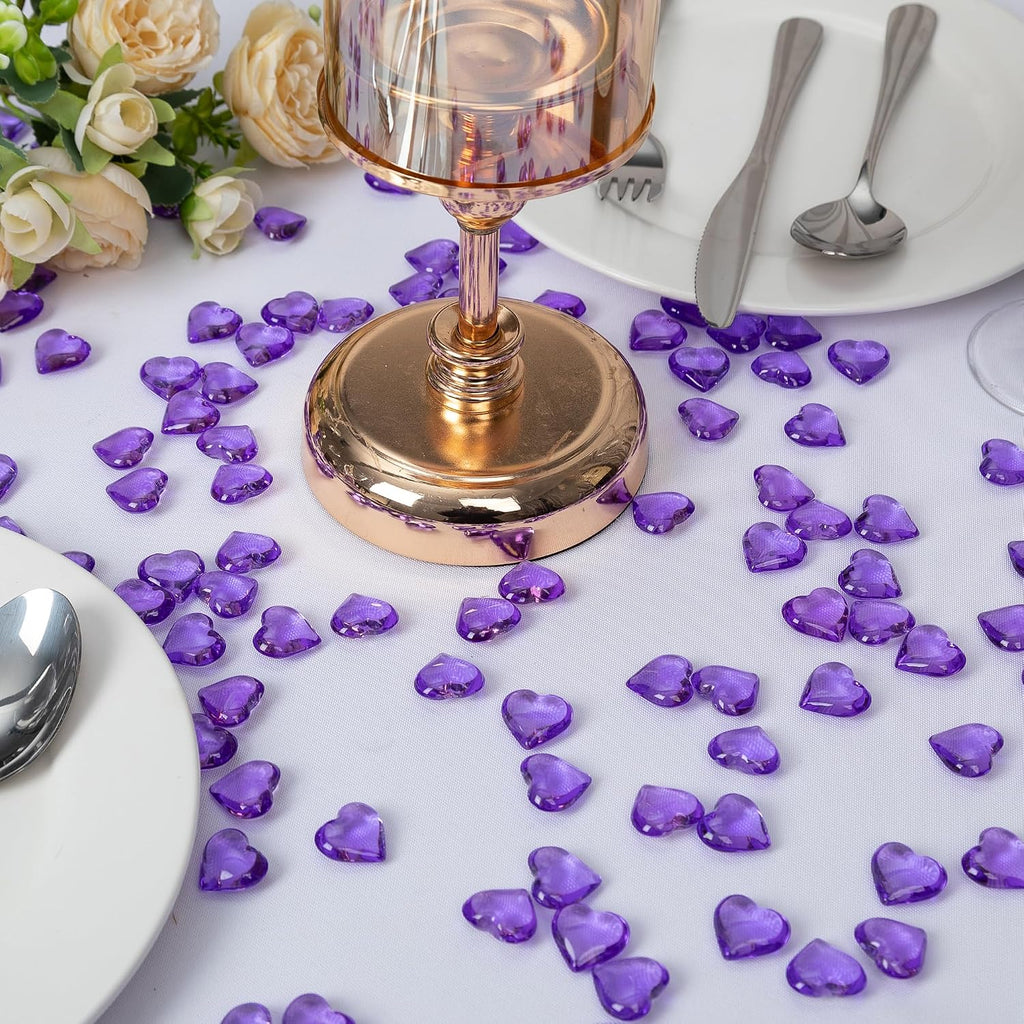 Purple Heart Shaped Acrylic Gems,Vase Fillers,225 PCS | Vase Fillers for Centerpieces, Heart Table Scatter Decorations, Valentine's Day, Wedding, Bridal Shower Party Supplies