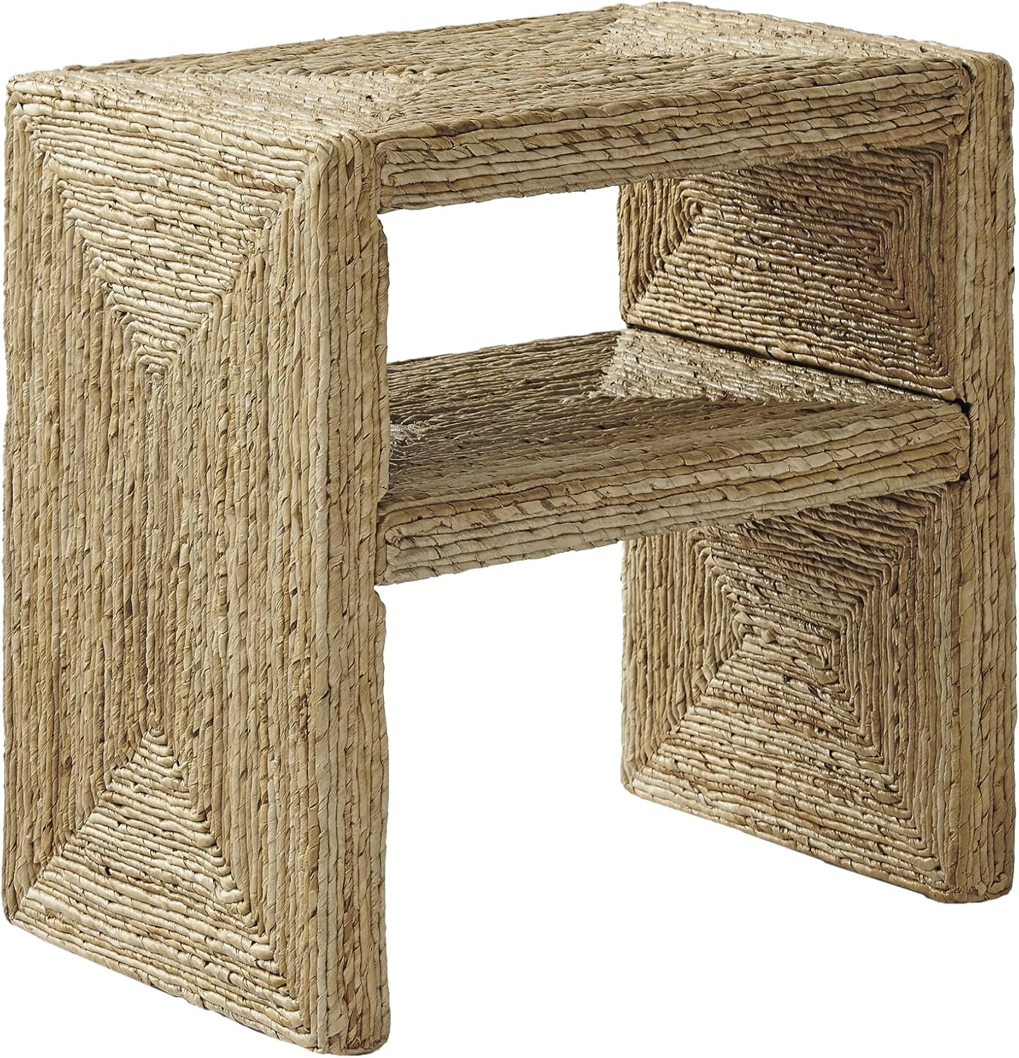 Crosley Furniture Marella Handwoven Banana Leaf End Table, Rattan Side Tables, Banana Leaf