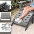 FUNBERRY Folding Adirondack Ottoman Set of 2, HDPE All Weather Outdoor Foot Rest, Easy Storage Patio Footstool, Ottomans and Footstools for Outside