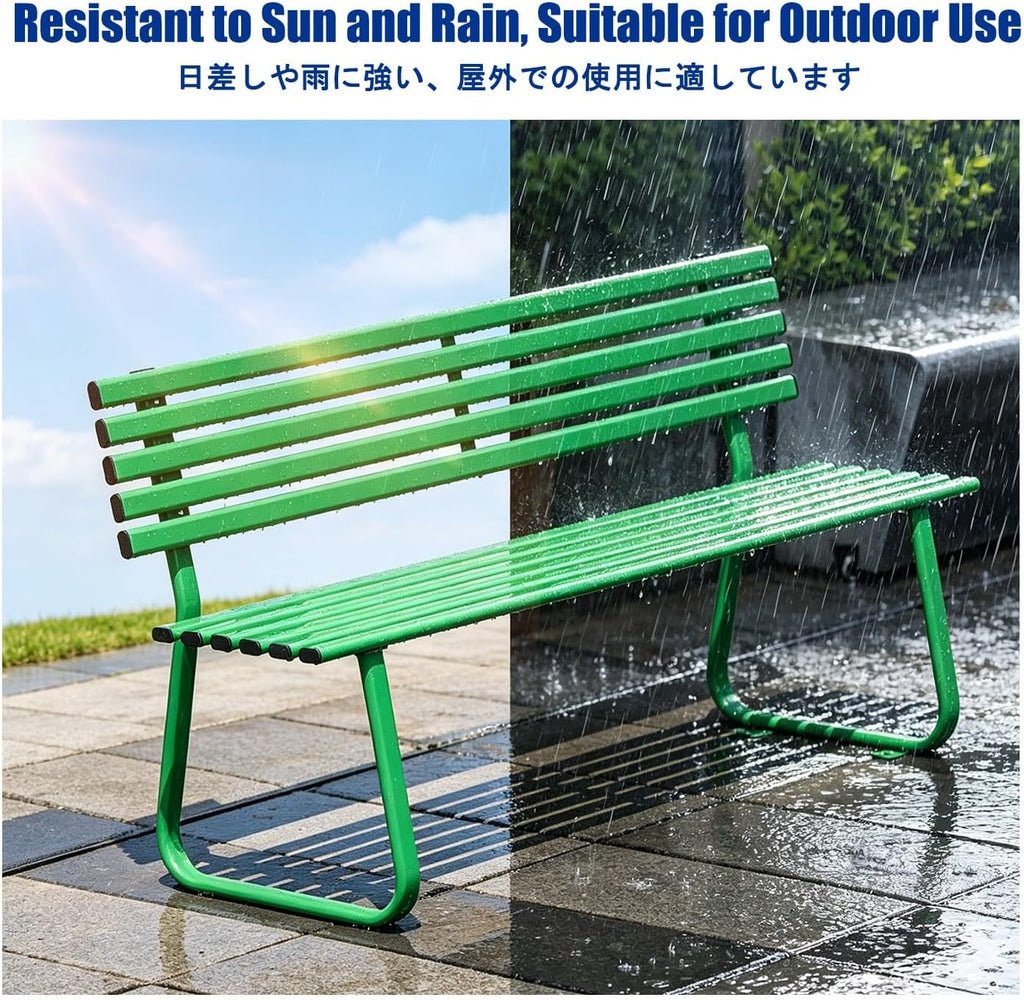 Outdoor Benches, Patio Benches for Outdoors, Features a Cast Iron Frame with Strong Load Bearing Capacity, Making It Suitable for Gardens and Courtyards.(Green,Backless)