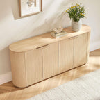 CHITA 70" Sideboard Buffet Cabinet with Storage, Fluted Cabinet with Doors and Adjustable Shelves, Media Console for Living Room, 32" H,Oak