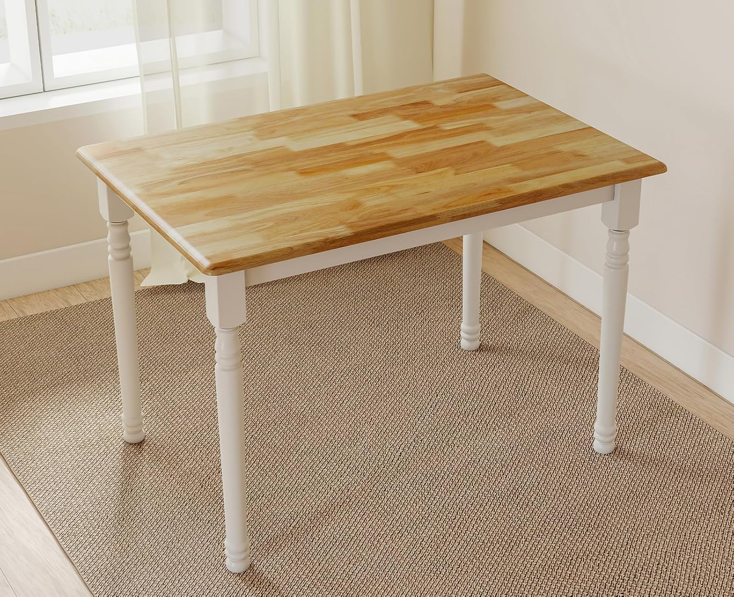 chairus 43" Wood Dining Table for 2-4, Rectangular Kitchen Table with Turned Leg, Modern Farmhouse Dining Room Table for Small Space Apartment Office Living Room Restaurant, Natural Tabletop