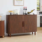 Fluted Sideboard Cabinet, Sideboard Buffet Cabinet with Storage and Sliding Doors, Modern Kitchen Storage Cabinet Coffee Bar Table for Living Room, Kitchen, Entryway (Walnut)