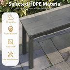 Giantex 55" HDPE Outdoor Bench, 2-3 People Weatherproof Backless Patio Garden Bench with 750 Lbs Capacity, Fade Resistant Outside Seating Furniture, Loveseat for Porch, Yard, Park (1,Grey)