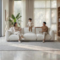 100" Boucle Sofa Couch for Living Room, Cream Cloud Couch, Mid Century Modern 3 Seater Upholstered Couch, Nordic Minimalist Comfy Sofa, Solid Wood Frame Living Room Furniture