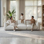 100" Boucle Sofa Couch for Living Room, Cream Cloud Couch, Mid Century Modern 3 Seater Upholstered Couch, Nordic Minimalist Comfy Sofa, Solid Wood Frame Living Room Furniture