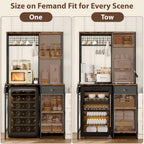DreamDashio Over Mini Fridge Shelf with Power Outlet, 3-Tier Bakers Rack & Appliance Organizer for Microwave and Coffee Maker, Featuring Adjustable Shelves, Storage Drawer, 8 S-Hooks