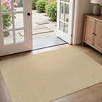 Rugalia Washable Woven Entryway Rug 3x5, Khaki Cotton Indoor Outdoor Doormat Low Plie Non-Slip Kitchen Mat, Modern Natural Floor Carpet for Porch Living Room Bedroom Patio