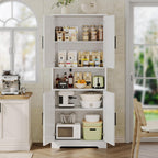 Tall Kitchen Pantry Cabinet with 4 Doors, 70 Inch Freestanding Storage Sideboard, Adjustable Shelves Wooden Cabinet for Living Room, Dining Room, Bathroom, Laundry Room Organization, White