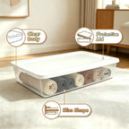 41 Quart Under Bed Storage Containers, Clear, White, 2 Pack | Rigid Plastic, Snap-On Lid, Stackable, Flat Organizer Boxes