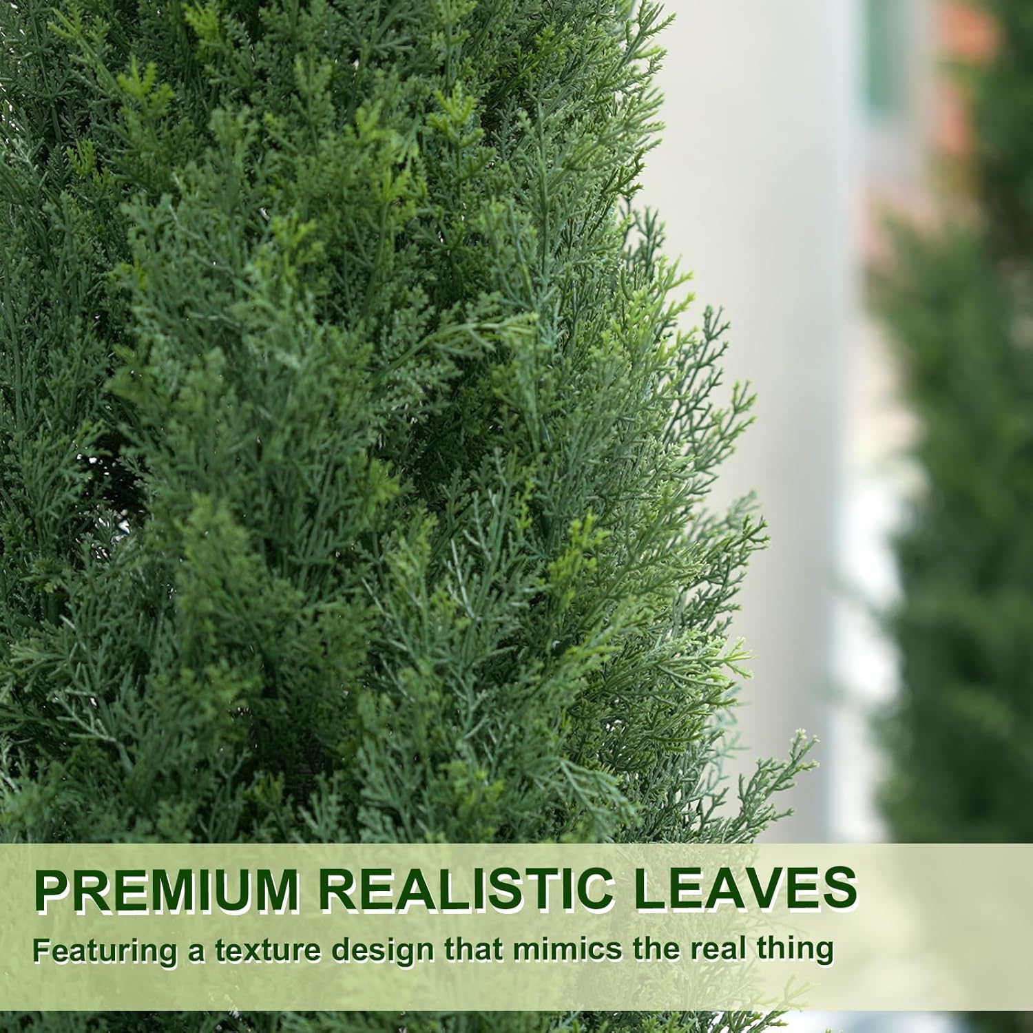 VIVATREES 4FT Artificial Cedar Topiary Trees with Rustic Barrel Planter, Outdoor Indoor Realistic Faux Pine Shrubs Plants, Fake Cypress Trees for Home Offices Porch Decor, Set of 2