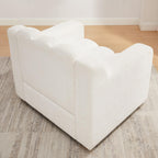 VANOMi Oversized Accent Chair, Modern Living Room Chairs, Comfy Boucle Fabric Upholstered Armchair for Bedroom, Office, Waiting Room (White Boucle)