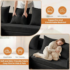 65" Boneless Couch,Convertible Sleeper Sofa Bed, Mini Modular Sectional Sofa, Modern Tri-Folding Cloud Couch with L-Shape Chaise, Corduroy Futon Couches for Small Spaces Apartment,No Assembly,Black