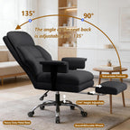 Executive Office Chair with Wheels PU Leather Ergonomic Desk Chairs with Foot Rest High Back Computer Gaming Chairs for Home Office