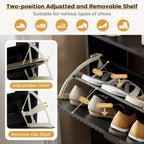 oakvivo Shoe Cabinet Storage, Farmhouse Freestanding Organizer with 2 Flip Drawers and 4 Wooden feet, Narrow Shoe Rack Cabinet for Entryway, Foyer, Hallway, Black