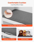 VEVOR Kids Reading Nook, Wooden Storage Bench with Backrest, Kids Bookshelf & Toy Organizer, Large Toy Box Chest for Playroom, Living Room or Entryway, Easy Assembly, 66.9 x 15.8 x 31.5 in, White