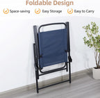 Vongrasig 6 Pieces Folding Patio Dining Set, All Weather Small Metal Outdoor Table and Chair Set, Garden Patio Furniture Set w/Umbrella, Glass Table & 4 Folding Chairs for Lawn, Backyard, Blue