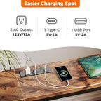 SUPERJARE 70 Inch Console Table with Outlet, Sofa Table with Charging Station, Narrow Entryway Table, Skinny Hallway Table, for Living Room, Rustic Brown