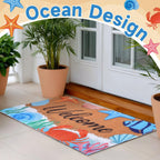 Booson 2 Pcs Welcome Mat Front Door Coastal Beach Coir Doormat Starfish Seashell Non Slip Entrance Door Rugs for Summer Outdoor Indoor Holiday Home Bathroom Decoration 29.5 x 15.8 inch