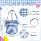 Primst Easter Bunny Baskets for Kids –Striped Fabric Egg Hunt Bags with Handles & Detachable Bows, Reusable Candy Buckets for Easter, Halloween Trick or Treat, Party Favors & Home Storage