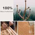 Wooden Coat Rack Freestanding, Hall Tree Hanger With Resin Hooks, Adjustable Heavy Duty Coat Rack for Hanging Clothes Bags Hats in Living Room Bedroom (coat rack, Tree Hook)
