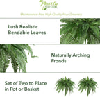 Nearly Natural 48in Boston Fern Artificial Plant, Large Hanging Fake Plant with 67 Long Realistic Fronds, Maintenance-Free Faux Fern for Office and Home Décor (Set of 2)