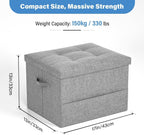 Dayacoco Storage Ottoman Foot Rest Stool, Foldable Foot Rest Stool with Thicker Foam Padded Seat, 43L Small Ottoman with Storage, Holds Up to 350lbs, 17x13x13in,Drak Gray