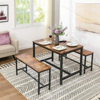 VASAGLE Dining Bench, Pair of 2, Industrial Style, Steel Frame, for Kitchen, Living Room, 12.8 x 42.5 x 19.7 Inches, Rustic Brown + Black，UKTB33X