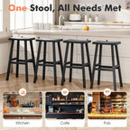 KAMABOKO 4 Set 29" HDPE Bar Stools Set Outdoor, Durable Resin Bar Chairs with Footrest, Weatherproof & Ergonomic Barstools for Patio, Deck & Poolside, Black