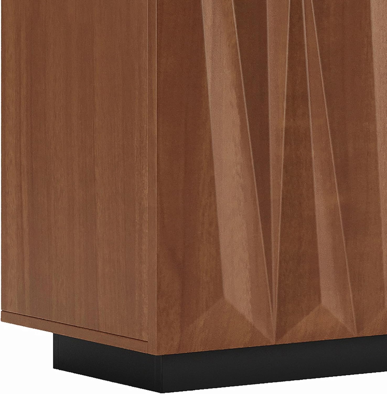 60" Contemporary Geometric Sideboard Buffet with 3D Triangular Doors & Floating Base, Light Walnut Credenza Storage Cabinet for Living Room Kitchen Entryway