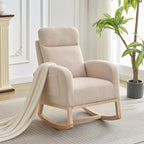 Modern Nursery Rocking Chair, Upholstered Glider Rocking Chair for Living Room, Comfortable Rocker Recliner with Side Pocket, Rocker Glider for Bedroom, Nursing Room