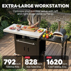 Feasto Outdoor Kitchen Island with Cabinet, 74” x 26” Rolling Grill Table | Grill Table with Stainless Steel Top for Pizza Oven& Griddles, Movable Bar Cart with Pull-Out Plate for Parties & Gathering