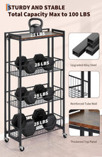 Garvee Large 4-Tier Foldable Storage Cart with Lockable Caster - 100Lbs Loading Capacity, Expandable Kitchen Organizer Storage Island, Heavy Duty Garage Shelving, Easy Foldable No Assembly Required