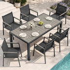 Outdoor Dining Chairs Set of 2, Aluminum Patio Armchairs, All Weather Patio Dining Furniture for Backyard, Deck, Poolside (Gray)