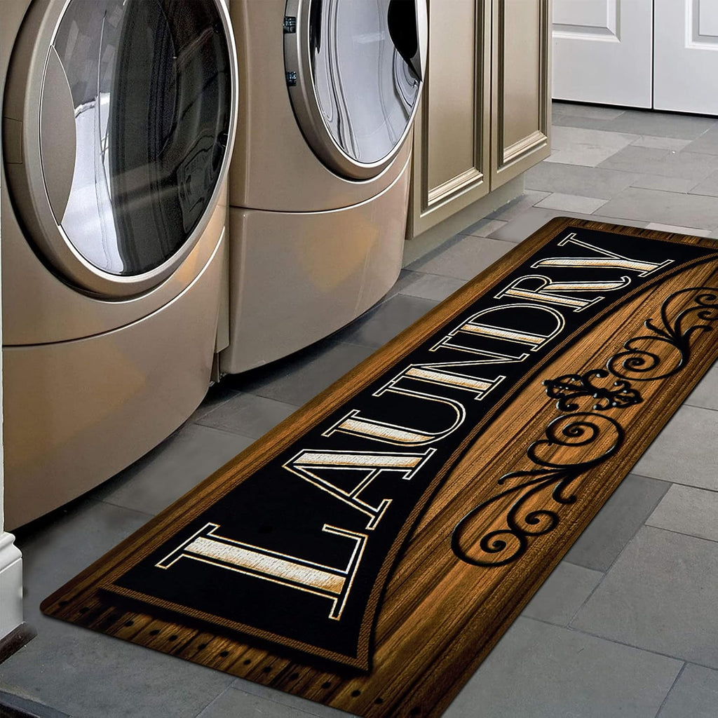 Pauwer Laundry Room Rug Runner 20"x60" Waterproof Rubber Laundry Mat Non Slip Kitchen Mats for Floor Washable Floor Mat Runner Rug for Farmhouse Mudroom Washroom Bathroom Decor