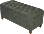 Homepop Home Decor Tufted Ainsley Button Storage Ottoman Bench with Hinged Lid Ottoman Bench with Storage for Living Room & Bedroom, Green Clover Fabric