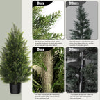 Vitalismo Outdoor Artificial Cedar Topiary Tree, Faux Evergreen Shrubs for Front Porch Decor, Lifelike Fake Bushes Plants for Home Living Room Front Door Decor (2, 3ft)