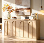 ACCOHOHO 63 Inch Sideboard Buffet Cabinet with Storage & Arched Doors, Wood Coffee Bar Tables with Adjustable Shelf for Living Room, Kitchen, Entryway, Natural Oak