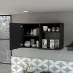 Oklahoma 2 Wall Cabinet - 2 Door Stackable, Black - Pantry Storage for Small Kitchens