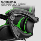 Huracan Gaming Computer Chair with Footrest, Adjustable Video Game Chairs for Adults, Heavy Duty Office Chair with Headrest and Lumbar Support, Green