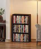 DVD Storage Cabinet Shelf, 3 Tier Media Storage Tower for CDs & Video Games, Freestanding Organizer Shelf for Living Room Home Office, Holds 80+ DVDs(Black)