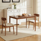 Small Dining Table, 43 Inch Rectangular Solid Wood Kitchen Table for Small Space, Easy Assembly, Dining Room Table for Home, Apartment, Office, Walnut