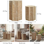 Nesting Coffee Table Set of 2,Modern Nesting Tables for Living Room,Octagonal End Table and Side Table Set,Wooden Center Table for Small Spaces,Plant Stand for Balcony,Fully Assembly,Natural Finish.