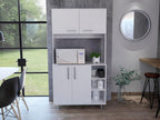 37.4" D*15.7" W*70.9" H Freestanding Kitchen Pantry with 2 Shelves, 2 Double Doors, 4 Sliver Legs, Rectangular Double Door Cabinet, Traditional, for Living Room, Dining Room, White